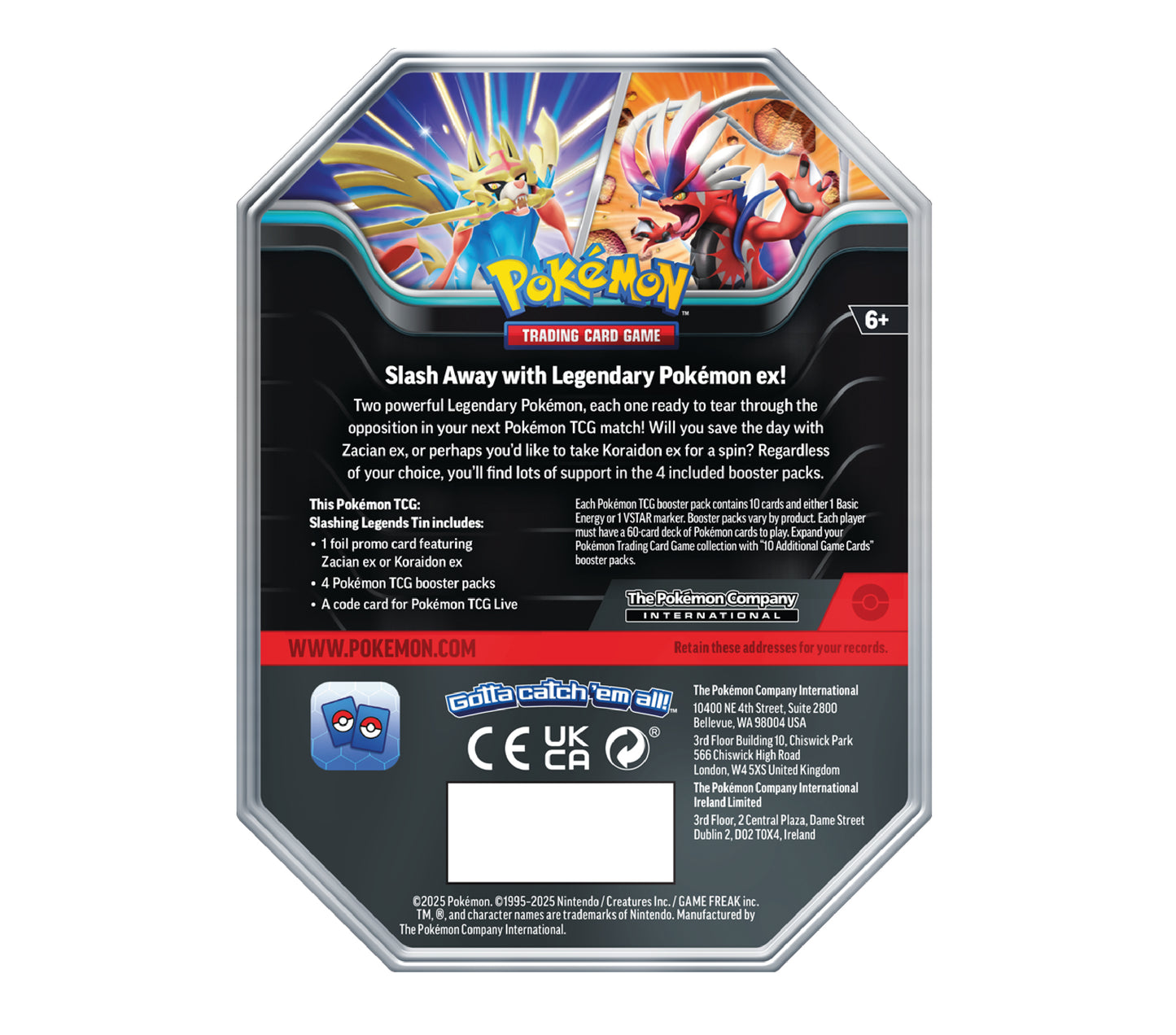 Pokémon Slashing Legends Tins: Zacian ex Tin